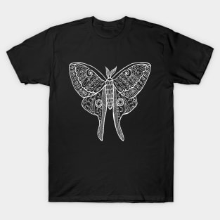 Zen Luna Moth Black and White T-Shirt